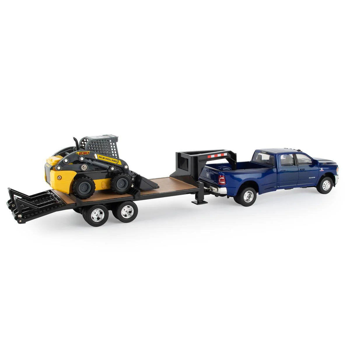 #ERTL47269 1/32 RAM 3500 Dually Quad Cab Pickup Truck with Lowboy Trailer & New Holland L230 Skid Steer