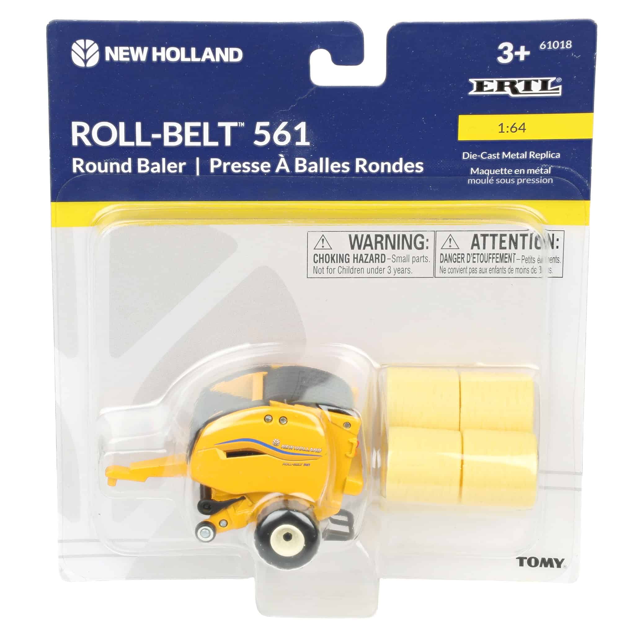 #ERTL61018 /64 New Holland 561 Roll-Belt Baler with 6 Round Straw Bales