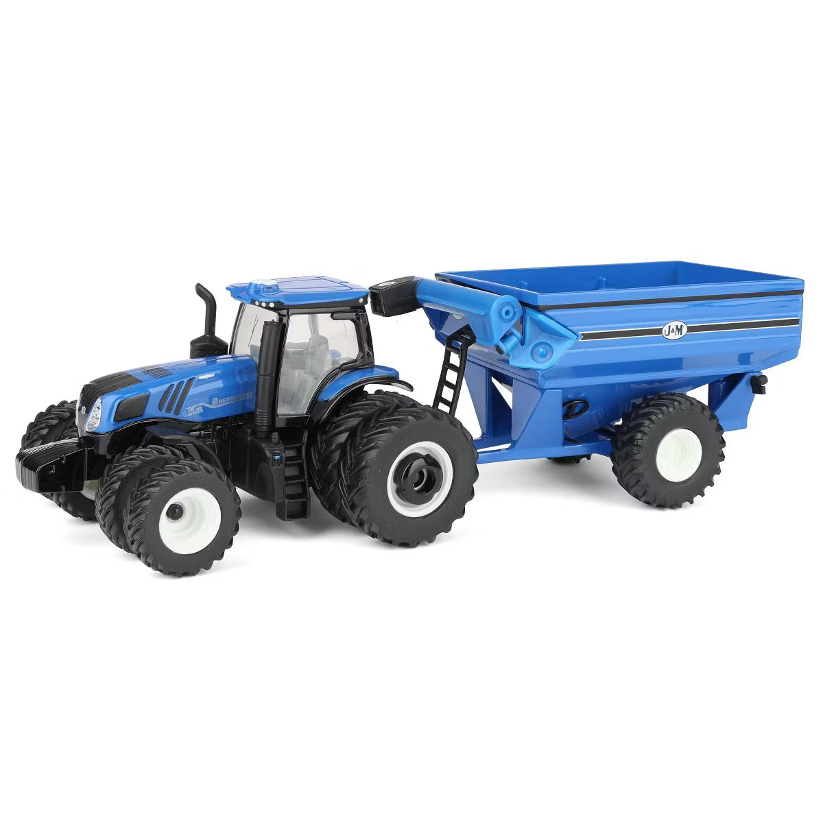 ERTL61032 1/64 New Holland T8.385 Tractor with Blue J&M Grain Cart