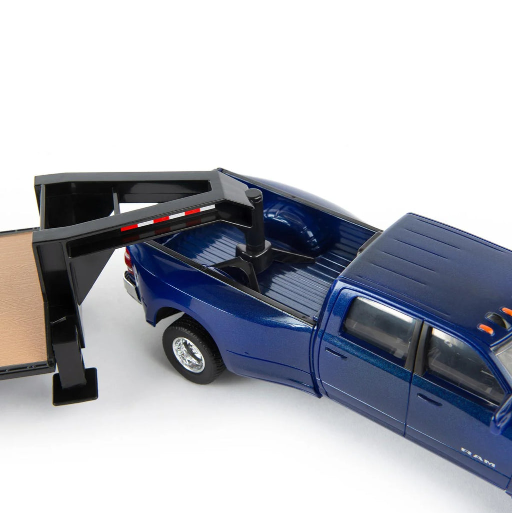 #ERTL47269 1/32 RAM 3500 Dually Quad Cab Pickup Truck with Lowboy Trailer & New Holland L230 Skid Steer