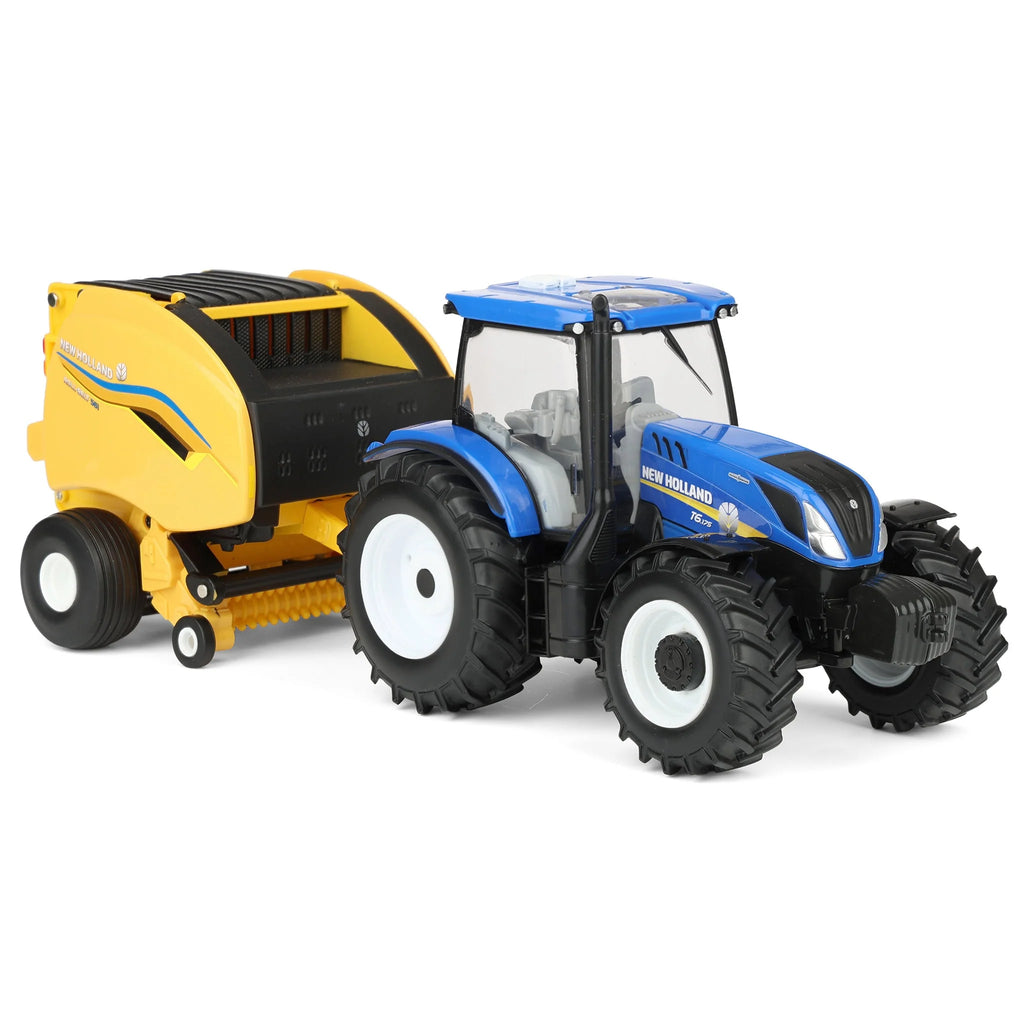 #ERTL61029 1/32 New Holland T6.175 Tractor with 561 Roll-Belt Baler & 3 Round Bales