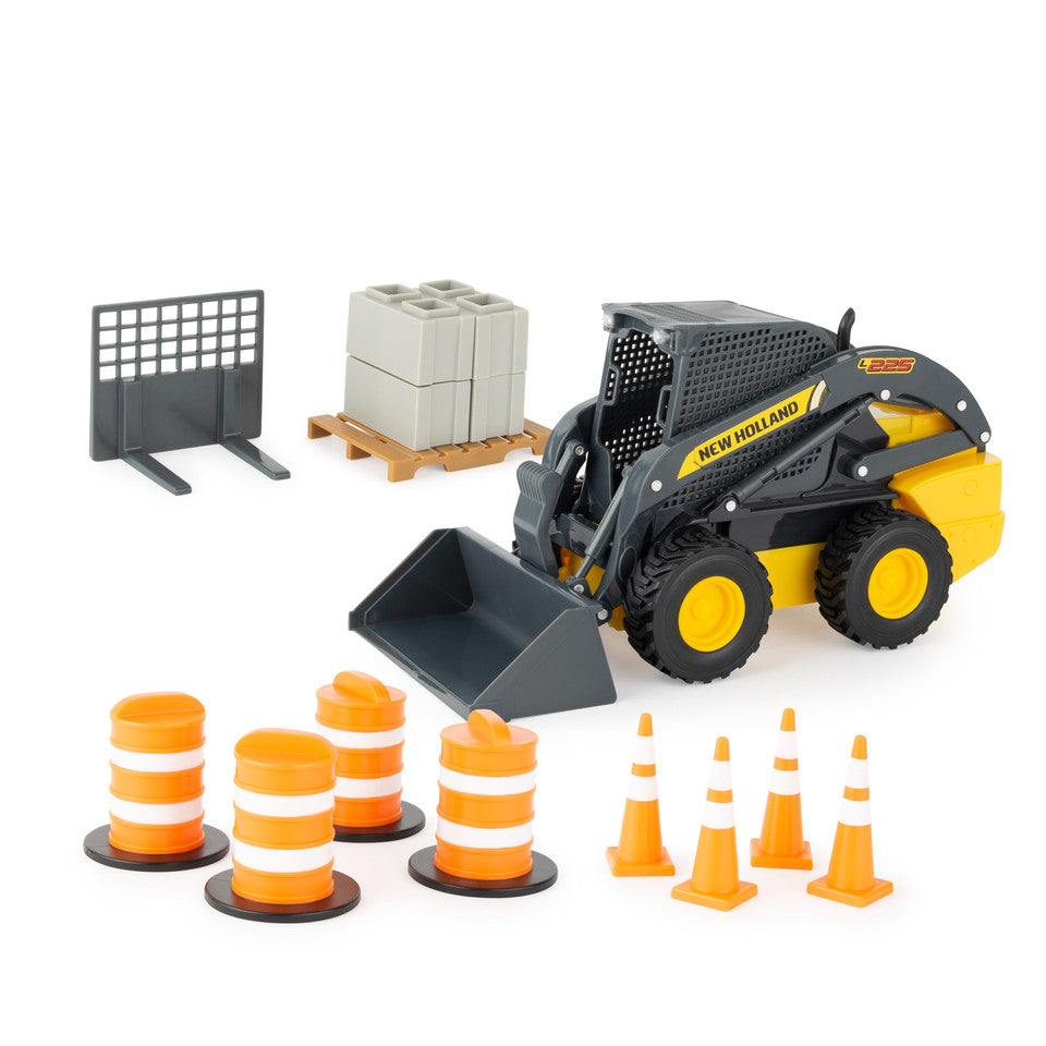 #TOMY47351 1/16 Big Farm Yellow New Holland L225 Skid Steer Set with Accessories 47351